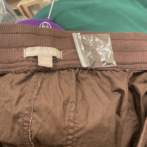 NWT 22 Woman Within brown cargo pants convertible length 100% cotton - Picture 3 of 6